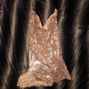 Cowl neck low back sequin dress